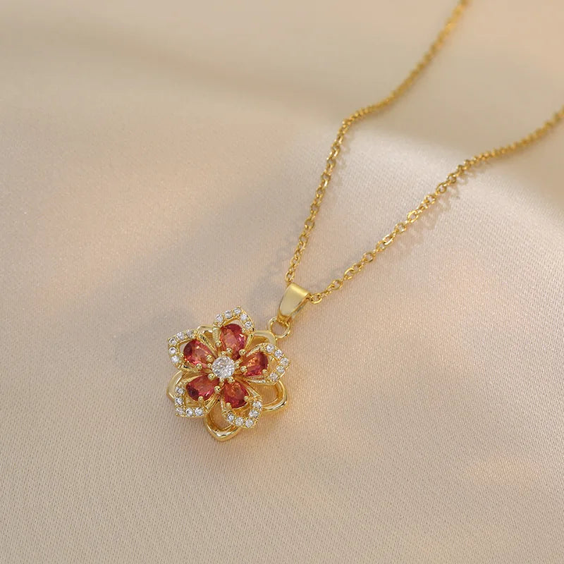 Fleur rouge rotative