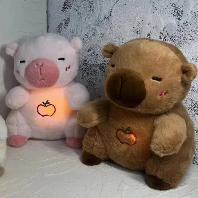 Baby Breathing Bear Nourish Baby Sleep Time Care Hug Bear Plush Capybara Otter Breathing Doll Light Music Sleep Soothing Pillow