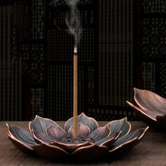 porte encens fleur lotus